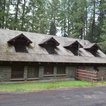 CCC Lodge showing log dormers