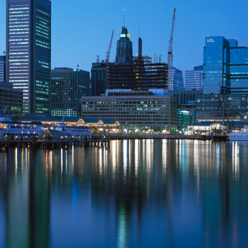 Night view of Inner Harbor