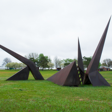 View northeast of sculpture and rest area