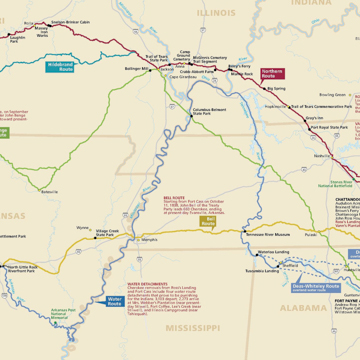 Map of the Trail of Tears National Historic Trail