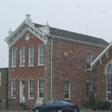 Building on left