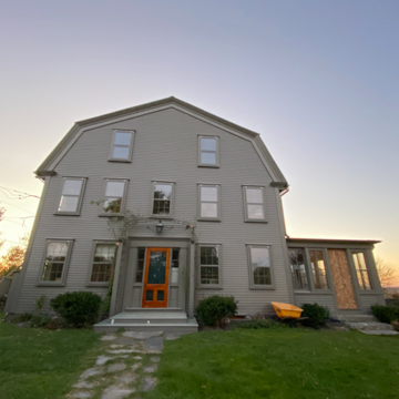 Eastern gambrel side of farmhouse