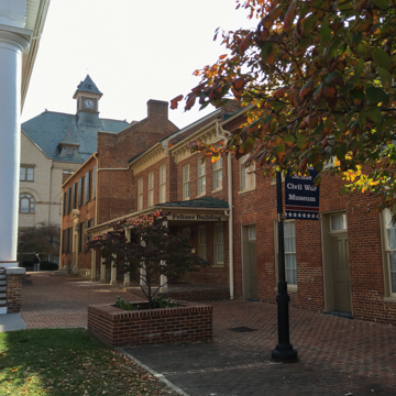 Frederick County Clerk's Office (former; 23 Court Square; right background) and 9 Court Square (right foreground)