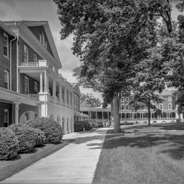 Main Quadrangle with West Building on left and Main Building in background