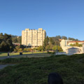 Evans Hall and Memorial Glade, looking east (photo taken in 2017)