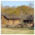 Little Scarehorn Creek dwelling (left) and Coahulla Creek corn crib (right)