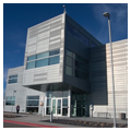 East facade entrance and cantilevered meeting room above