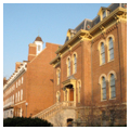 Union (left) and Harker Hall (right), south elevations, looking east