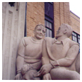 Sculptures, east side of entrance