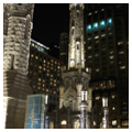 Water tower at night