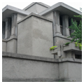 Detailed view of northwest corner of Unity Hall with Shotcrete finish