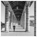 Colonnade between Bancroft and MacDonough Halls, Jan. 1981