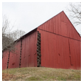 Log barn, south and west elevations