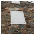 Window lintel with keystone, south facade
