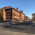 View of Coffey Hall and early-twentieth-century buildings along Eckles Avenue with Lawn at right, St. Paul Campus (photo taken in 2018)