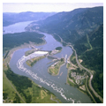 Aerial view of Columbia River and Booneville Dam