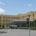 Rear courtyard with cafeteria addition