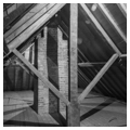 Attic framing, detail of king-post truss