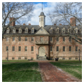 Wren Building, College of William and Mary, Williamsburg, Virginia, 1695-1697; burned 1705, rebuilt 1709-1716